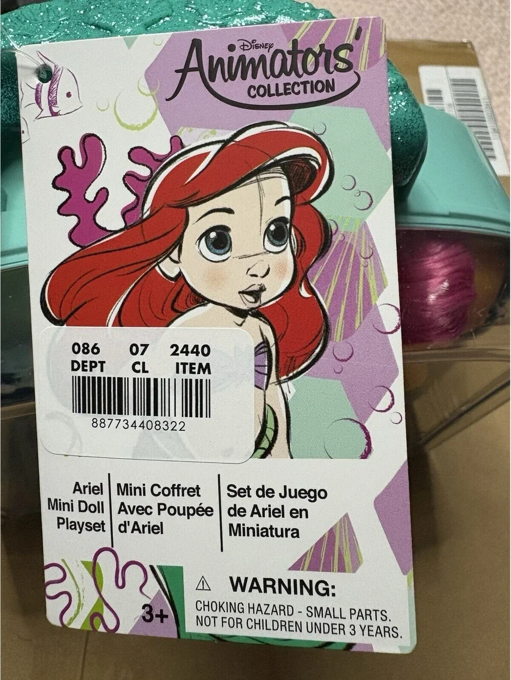 Disney Store Animator Collection Ariel Little Mermaid Mini Doll Playset Case New